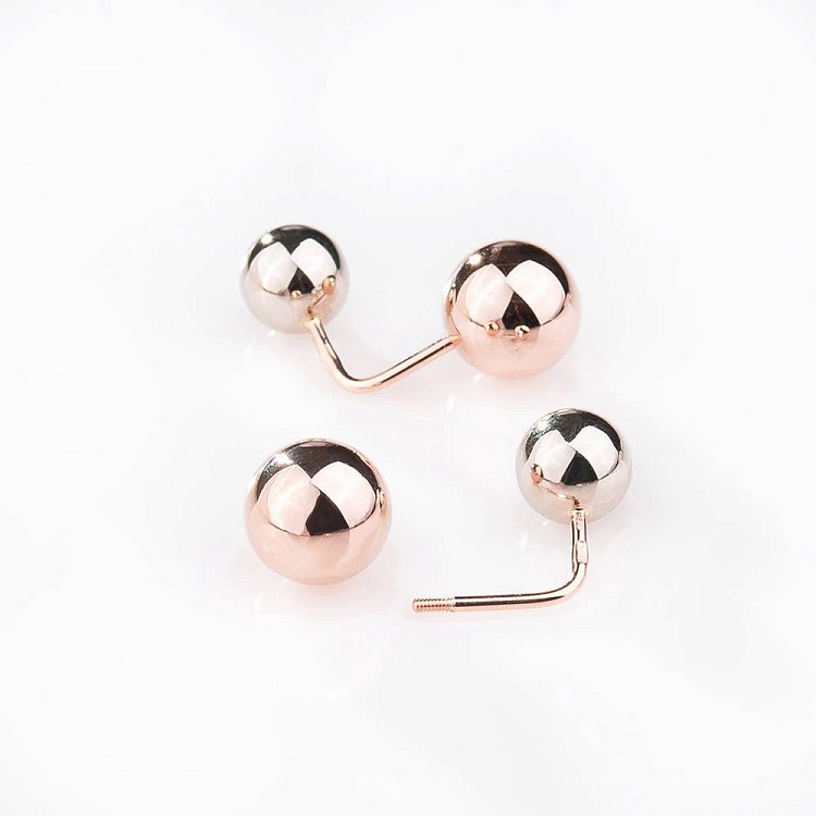 Золотые серьги "Шарики" с02882 от ювелирного магазина Оникс - 1