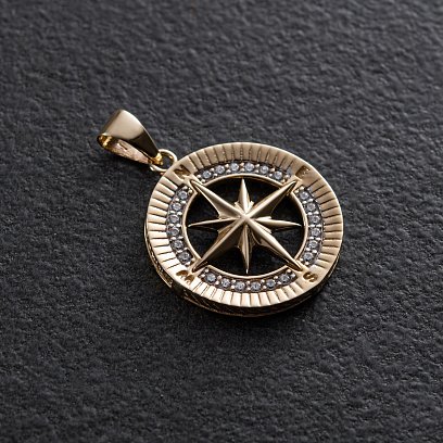 Кулон "Роза вітрів" у жовтому золоті п03331 №3