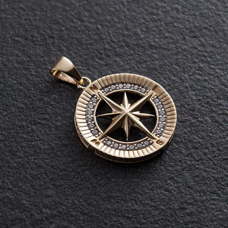 Кулон "Роза вітрів" у жовтому золоті п03331 від ювелірного магазину Онікс - 2