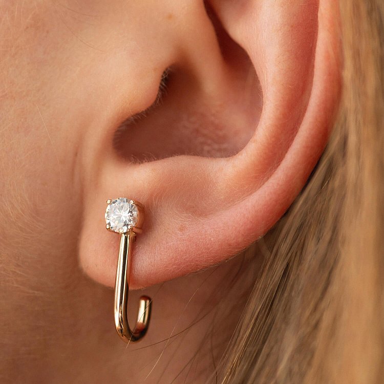 Сережки - пусети "Rita" з фіанітами (червоне золото) с09060 від ювелірного магазину Онікс - 3