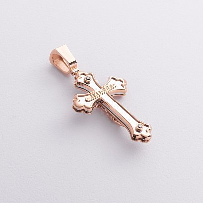 Золотой крест "Распятие" с бриллиантами 143521322 №2