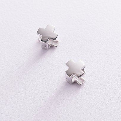 Сережки "Хрестики" в білому золоті с06971