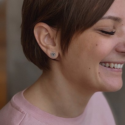 Сережки - пусети "Колібрі" в сріблі 122645 №2