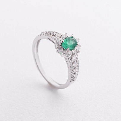 Золота каблучка зі смарагдом і діамантами кб0659ca