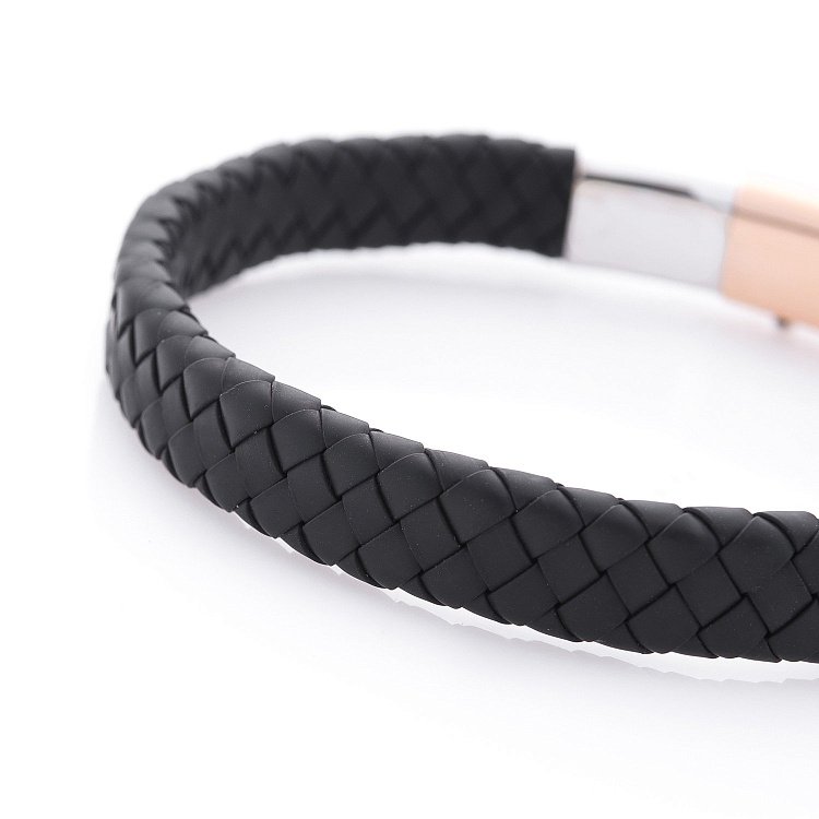 Каучуковий браслет із золотою вставкою (фіаніт) б02358 від ювелірного магазину Онікс - 1