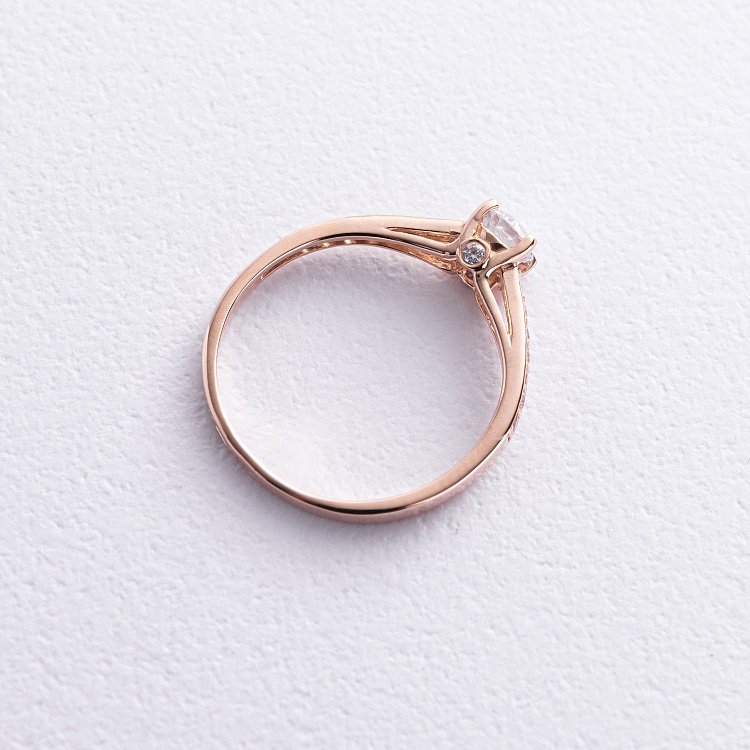 Золотое помолвочное кольцо с фианитами к05880 от ювелирного магазина Оникс - 2