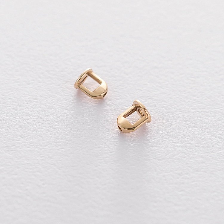 Сережки-пусети "Маленькі крапельки" в жовтому золоті 1.1*0.8 см с06318 від ювелірного магазину Онікс - 2