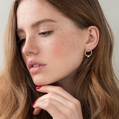 Серьги "Гармония" в желтом золоте (фианит) с06939 №2