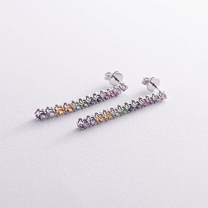 Золоті сережки - пусети (сапфіри, цитрини, цаварити, аметисти) сб0439di