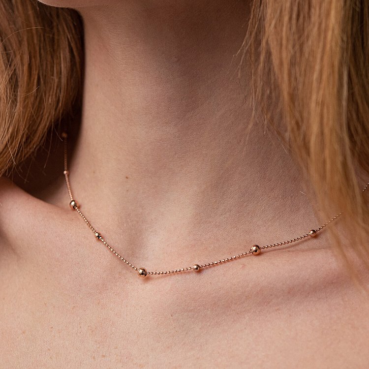 Кольє "Кульки" у червоному золоті кол02127 від ювелірного магазину Онікс - 1