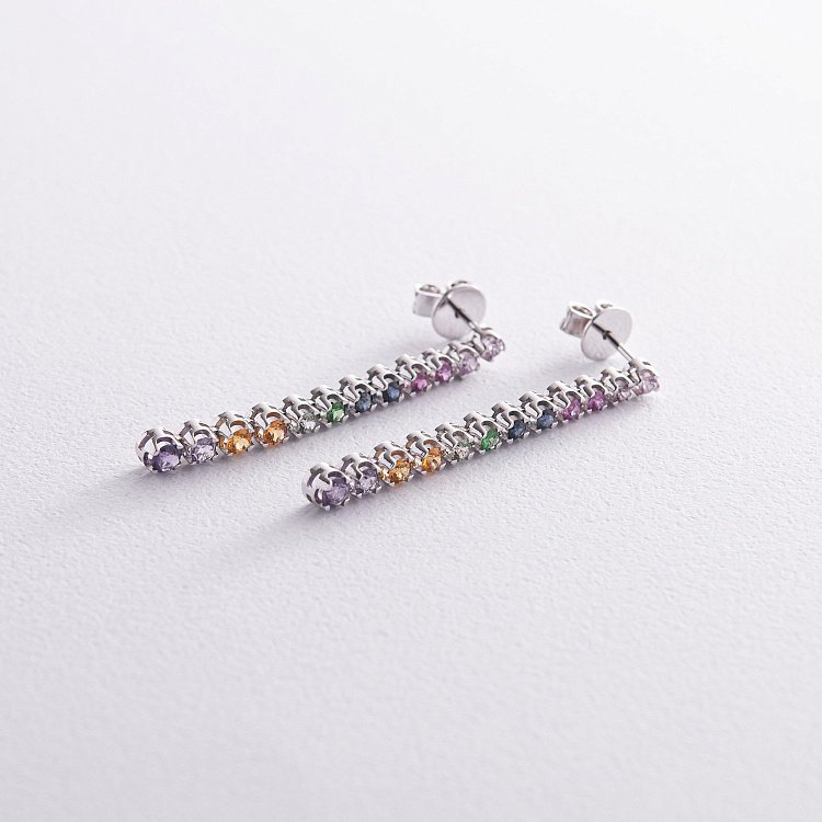 Золоті сережки - пусети (сапфіри, цитрини, цаварити, аметисти) сб0439di від ювелірного магазину Онікс