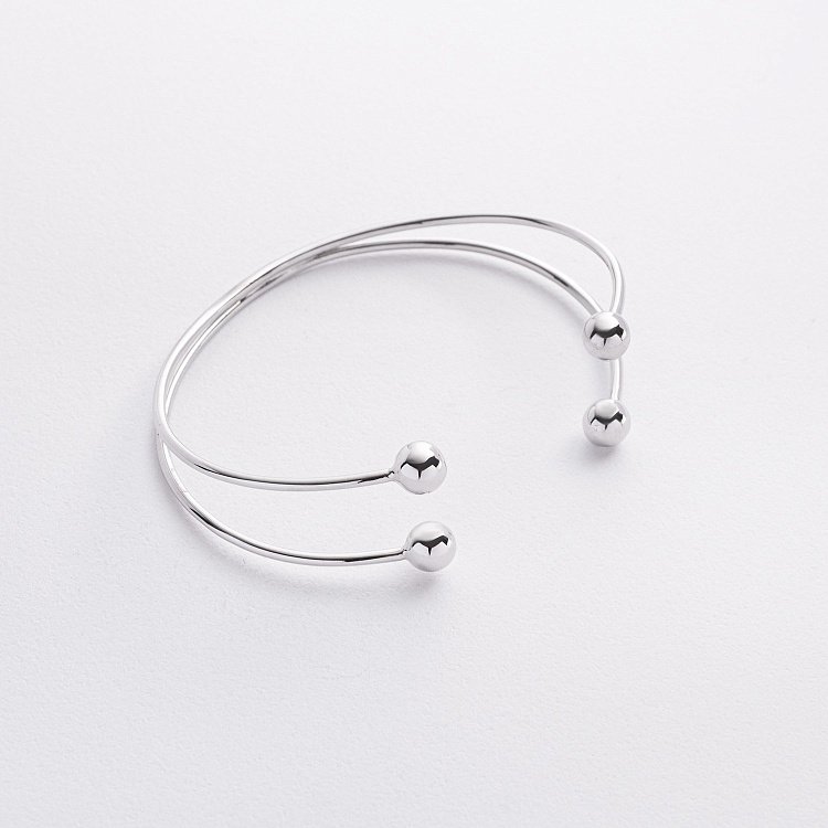 Жорсткий браслет "Кульки" (біле золото) б05580 від ювелірного магазину Онікс - 7