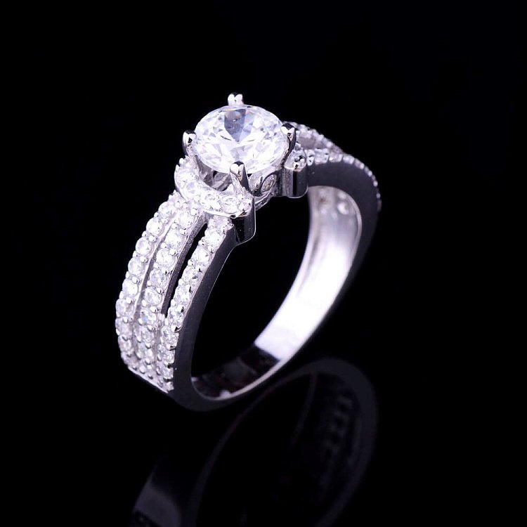 Кольцо из золота (фианиты) к01695ж от ювелирного магазина Оникс - 3