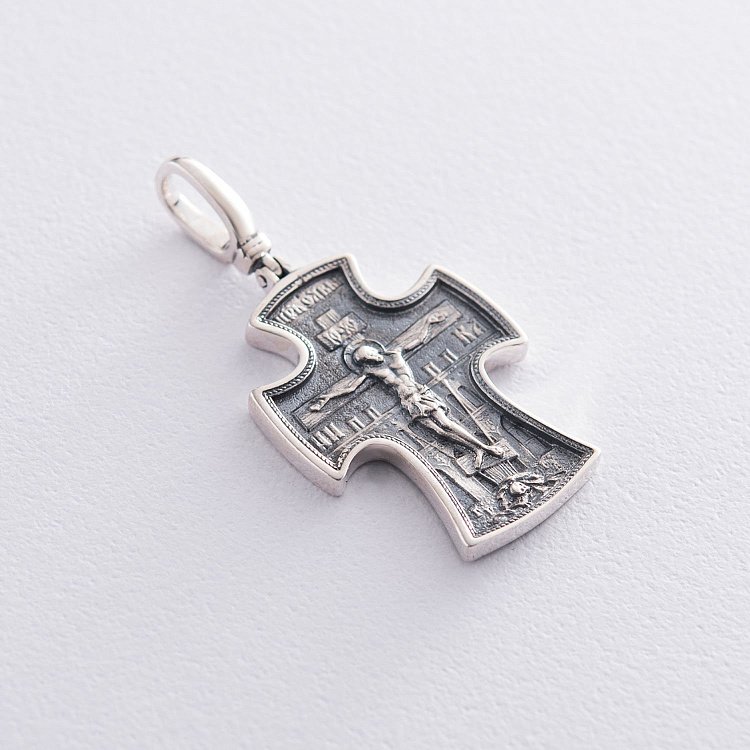 Серебряный православный крест "Распятие Христово. Святитель Николай" 132491 от ювелирного магазина Оникс