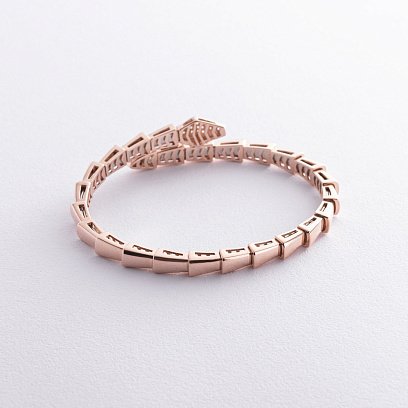 Жорсткий браслет "Змія" у червоному золоті (фіаніти) б05238 №5