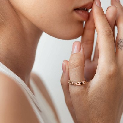 Золота каблучка "Сердечки" з фіанітами к07045 №7