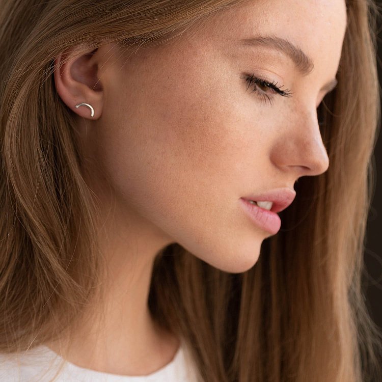 Сережки - пусети "Дуга" в білому золоті с07076 від ювелірного магазину Онікс - 5