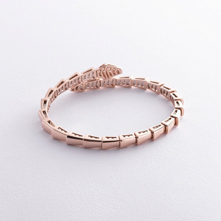 Жорсткий браслет "Змія" у червоному золоті (фіаніти) б05238 від ювелірного магазину Онікс - 4