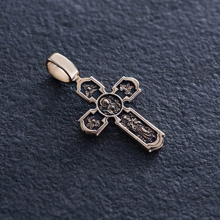 Хрест "Розп'яття" у жовтому золоті п03876 від ювелірного магазину Онікс - 2