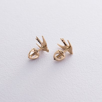 Золотые серьги-пусеты "Ласточка" с06454 №3