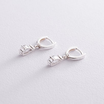 Срібні сережки з фіанітами 121010 №3