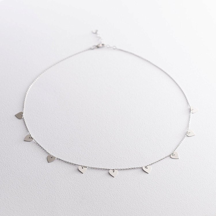 Колье "Сердечки" в белом золоте кол01450 от ювелирного магазина Оникс