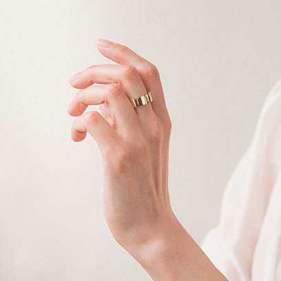 Каблучка "Claudia" у жовтому золоті (фіаніти) к08237 №2