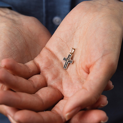 Золотий православний хрест "Розп'яття. Молитва "Спаси і Збережи" п03917 №2