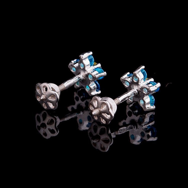 Срібні дитячі сережки "Квіточки" з фіанітами 121620 від ювелірного магазину Онікс - 1