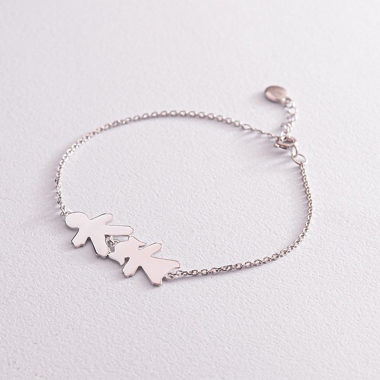 Браслет "Дівчинка та хлопчик" у білому золоті (можливе гравіювання) з2090б від ювелірного магазину Онікс