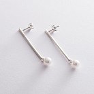 Срібні сережки "Грація" (штуч. перли) 122619 от ювелирного магазина Оникс - 2