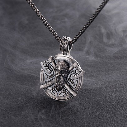 Срібний кулон "Вікінг із сокирами" 266 №14