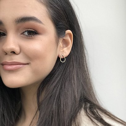 Сережки-пусети "Великі крапельки" в жовтому золоті 1.7*1.2 см с06316 №13