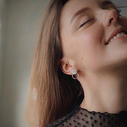 Золоті сережки-пусети "Кружечки" с06687 №2