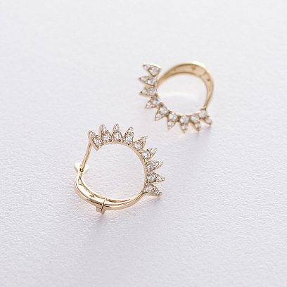 Золотые серьги с фианитами с06455 №2