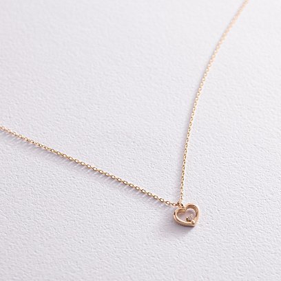 Кольє "Сердечко" у жовтому золоті кол02182