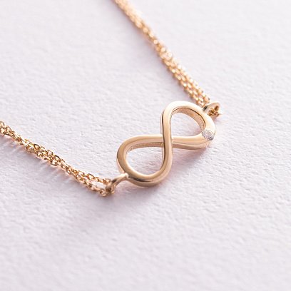 Браслет "Бесконечность" в желтом золоте (фианит) б04862 №3