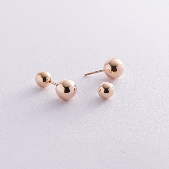 Серьги "Шарики" в желтом золоте с08243 №4