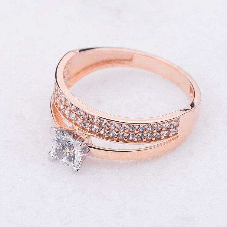 Золота заручальна каблучка з фіанітами к03850 від ювелірного магазину Онікс - 4