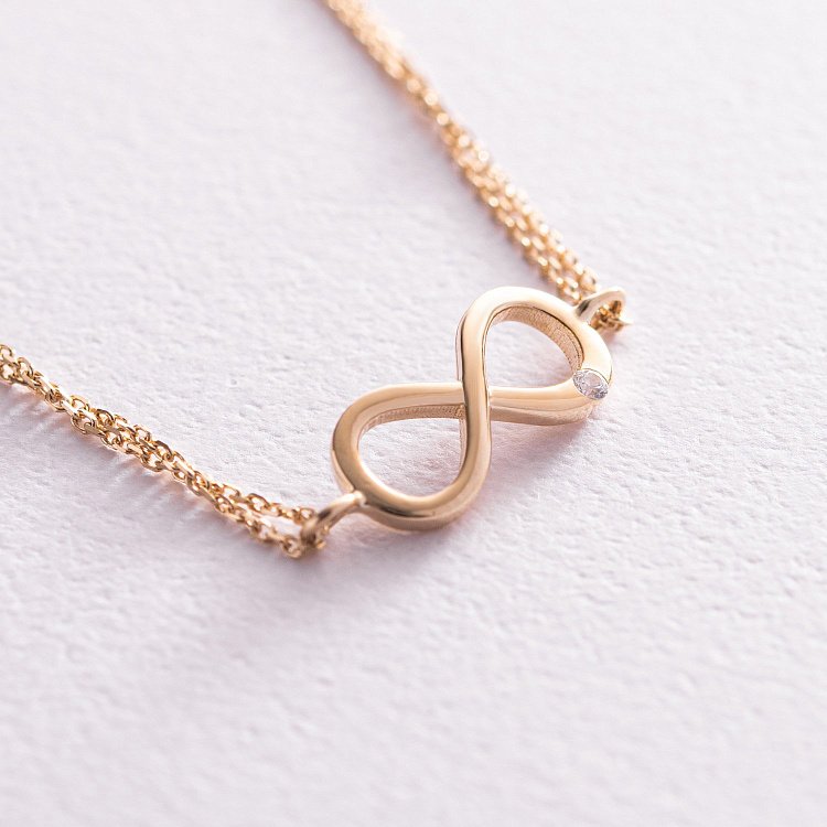 Браслет "Бесконечность" в желтом золоте (фианит) б04862 от ювелирного магазина Оникс - 2