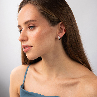 Сережки-пусети "Megan" в білому золоті с09506 №5