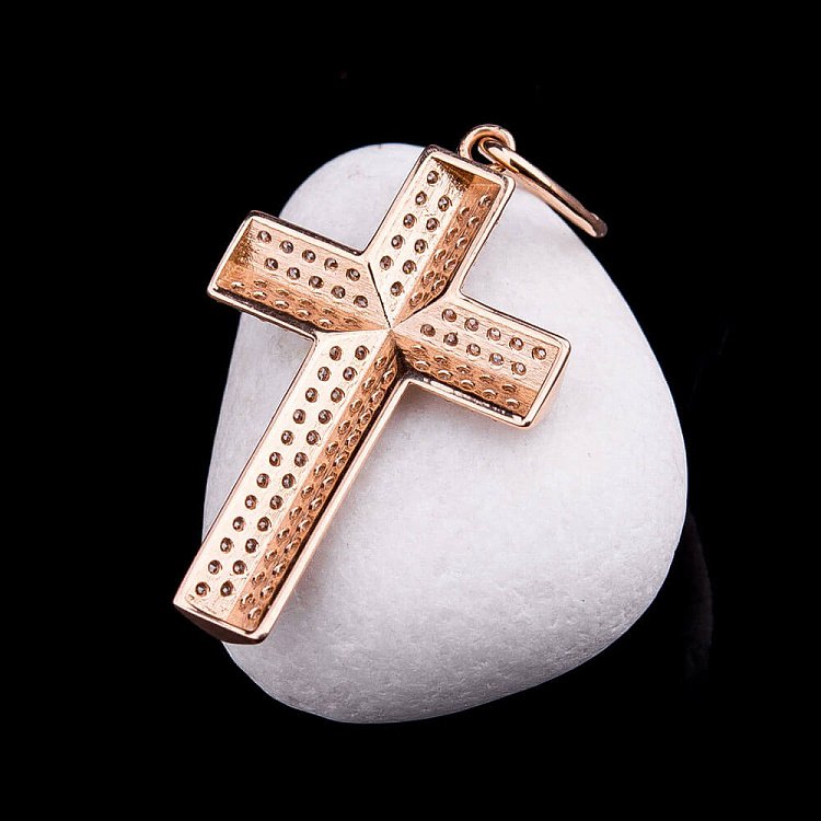 Золотий хрестик з фіанітами п01930 від ювелірного магазину Онікс - 2