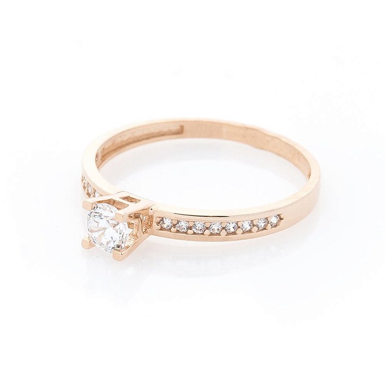 Золота заручальна каблучка з фіанітами к05847 від ювелірного магазину Онікс - 1