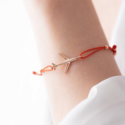 Браслет с красной нитью "Самолетик" б05088 №4
