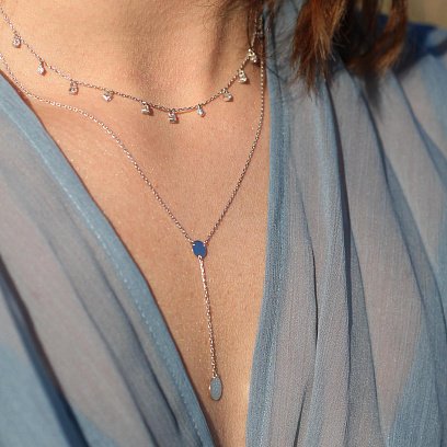 Двойное золотое колье "Дуальность" с фианитами кол01388