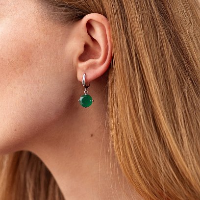 Золотые серьги "Влечение" (оникс) с05288 №2