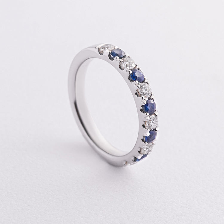 Золотое кольцо с бриллиантами и сапфирами кб0589ri от ювелирного магазина Оникс