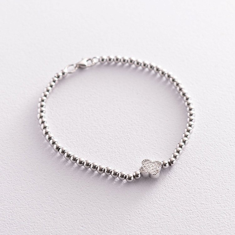 Браслет "Конюшина" з білого золота б04582 від ювелірного магазину Онікс