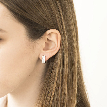 Золоті сережки - кільця з діамантами сб0222ri №3