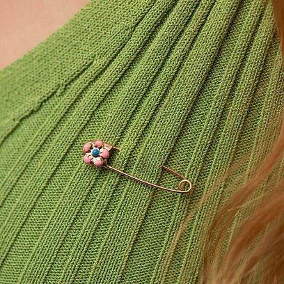 Золота шпилька "Квіточка" з емаллю зак00045 №4